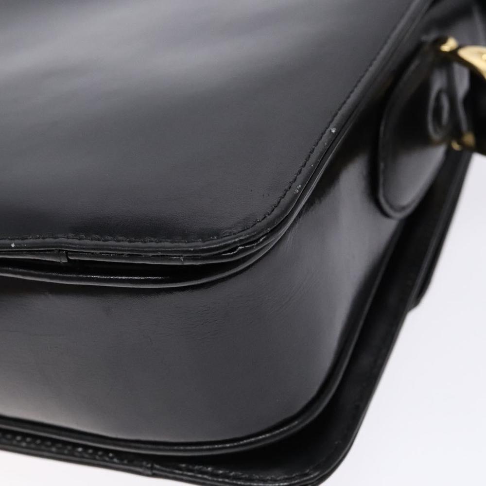 CELINE Horse Carriage Shoulder Bag Leather Black Gold Auth ki5948 - Picture 15 of 16